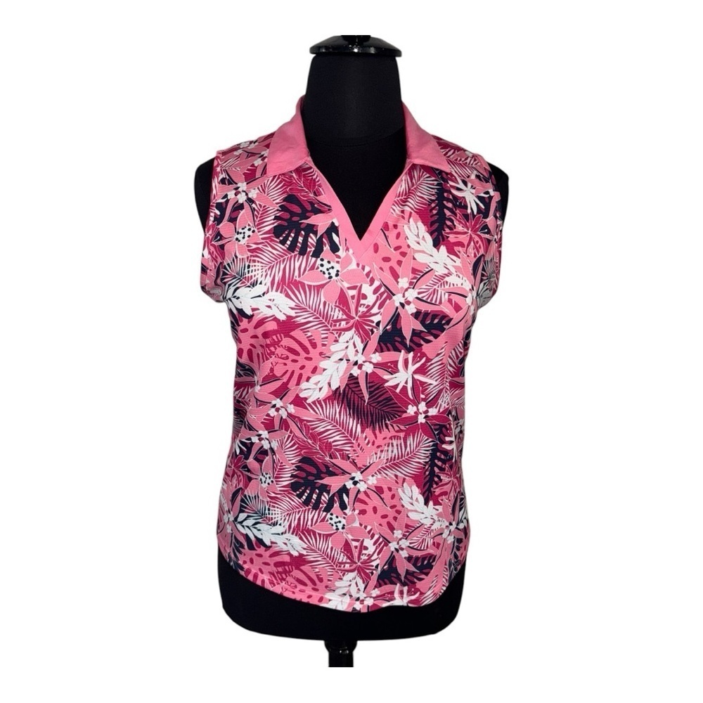 Sport Haley Azalea Women’s Sleeveless Golf Polo Shirt - Xl Pink/White/Blue